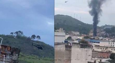 Helicópteros da polícia fazem pouso forçado após serem atingidos por tiros no RJ