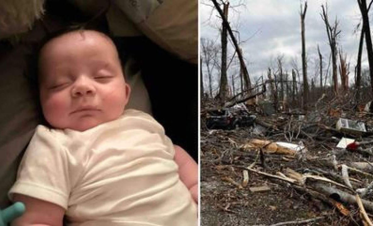Bebê de 4 meses é encontrado vivo em árvore após ser levado por tornado
