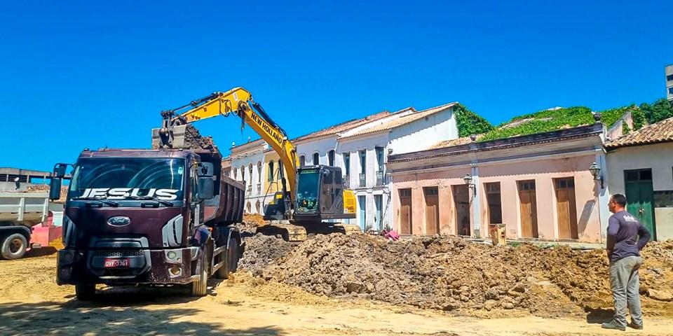 Obras de requalificação do Sítio Histórico Porto de São Mateus seguem com intervenções na Ladeira São Gonçalo
