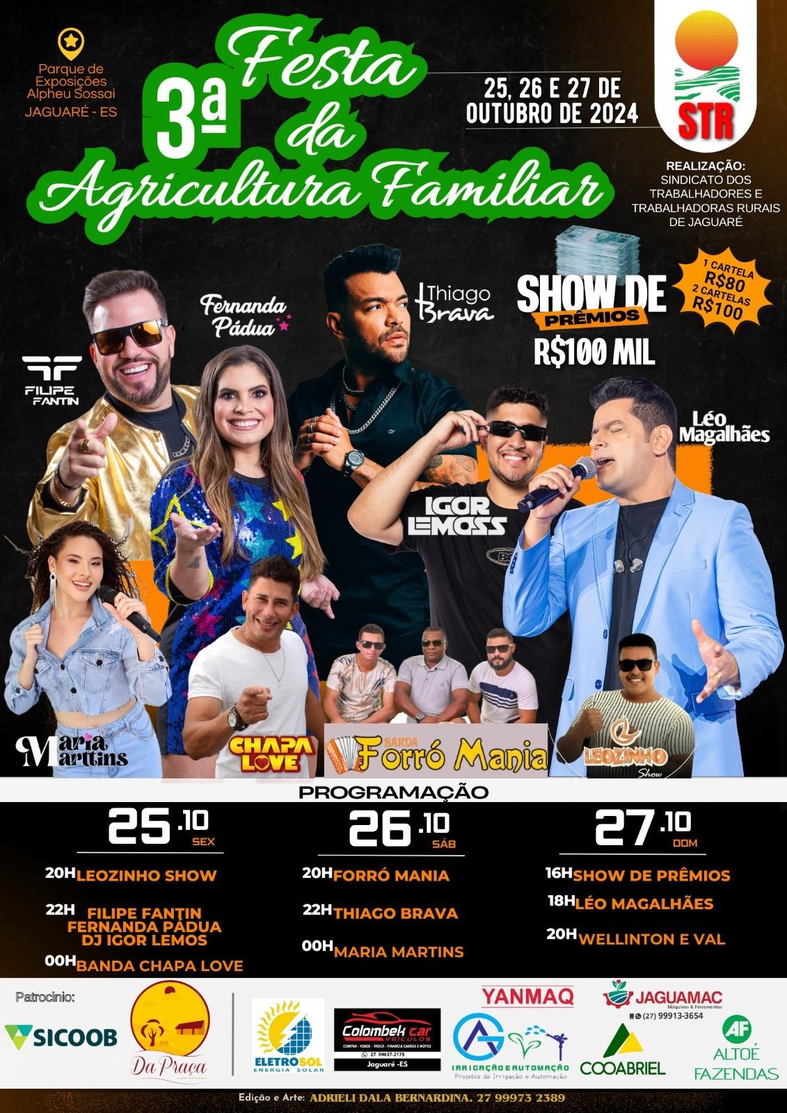 3ª Festa da Agricultura Familiar agita jaguaré com atrações nacionais