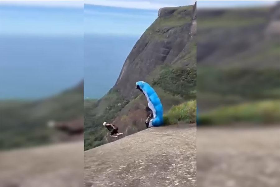 Homem morre ao tentar voar de speed fly e cair na Pedra Bonita