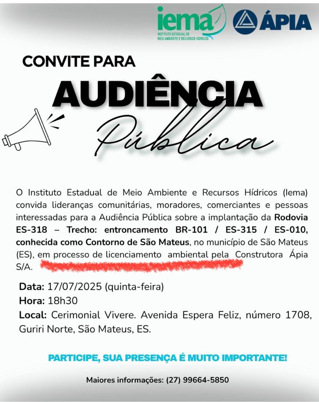 Convite para Audiência Pública