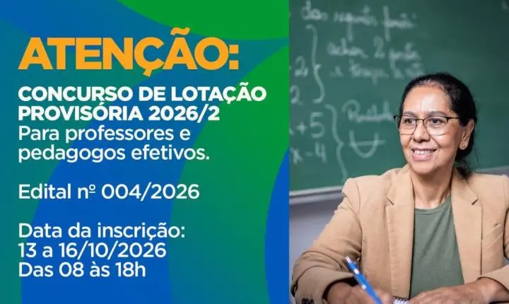 Prefeitura de São Mateus abre inscrições para concurso de Lotação Provisória 2026/2 de professores e pedagogos